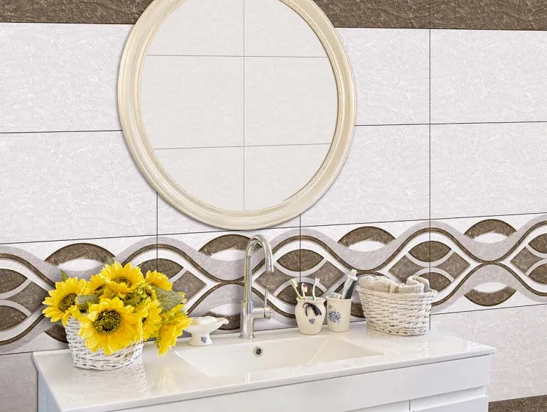 Luxurious washbasin design and beige tiles